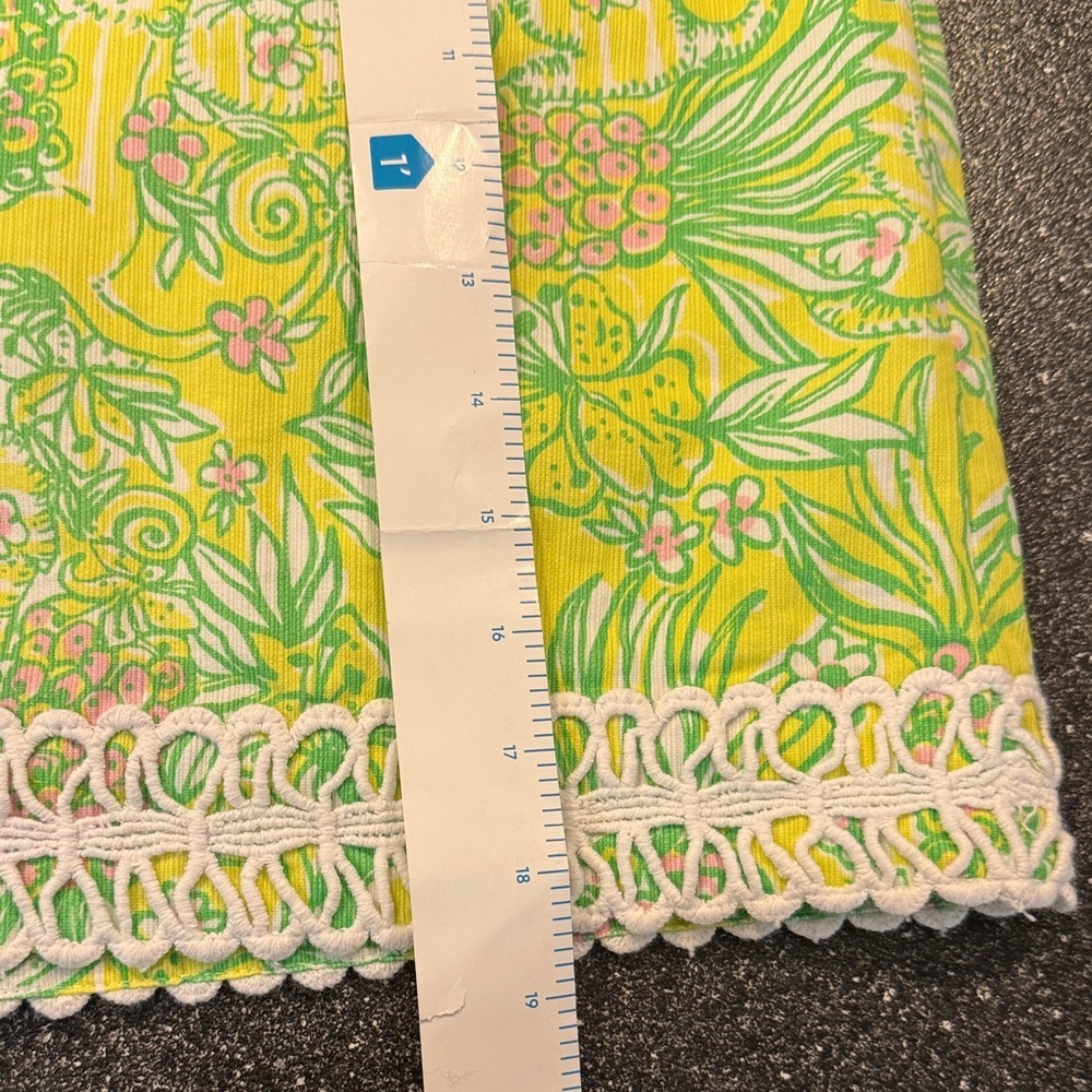Lilly Pulitzer Yellow and Green Mini Skirt with Lace Trim - size 12 - Picture 6 of 6